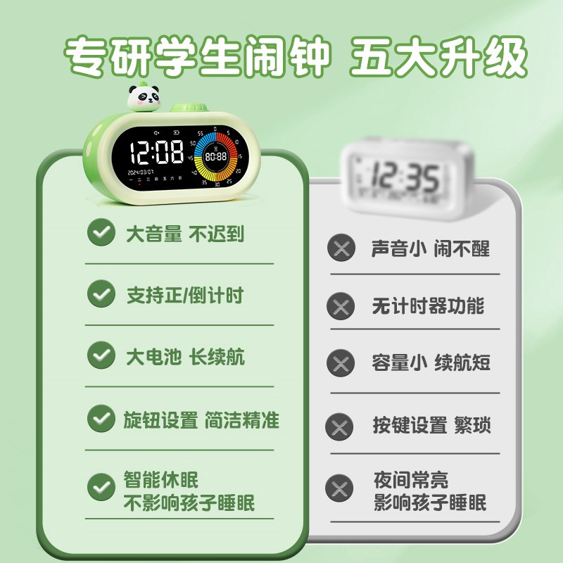 智能闹钟小学生起床神器r2024新款电子儿童男孩女孩自律计时器