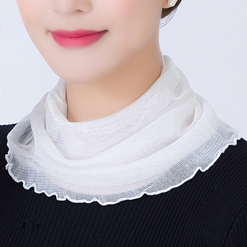 2023夏季新款真丝防晒围脖护颈脖套女薄款丝巾桑蚕丝纱Y巾妈妈围