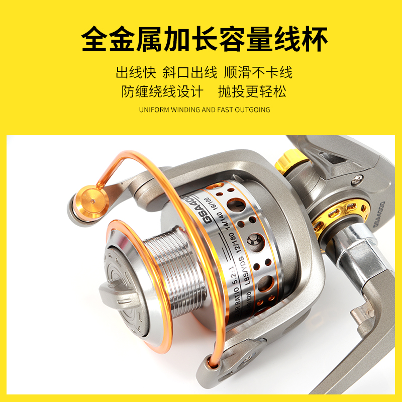 佳宁送线全金属头线杯抛竿轮矶钓渔轮纺车轮海S竿轮鱼线轮矶钓轮