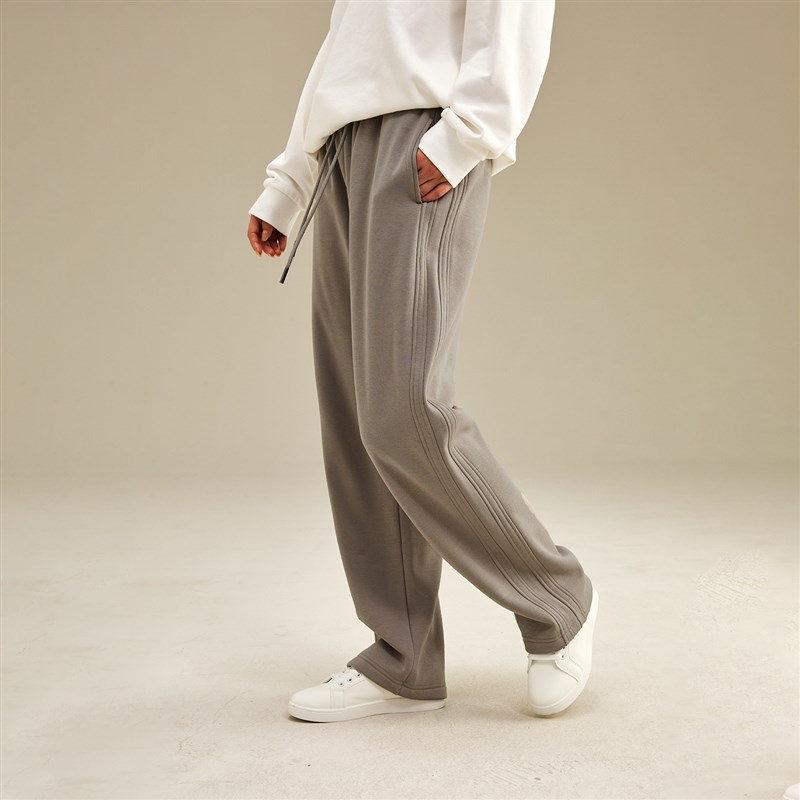 NNID重磅简约百搭新氧棉拼B接长裤宽松直筒抽绳休闲裤卫裤