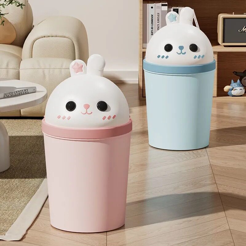 翻盖垃圾桶家用2025新款卫生间客厅卧室带盖可爱兔子宿舍大号卡通
