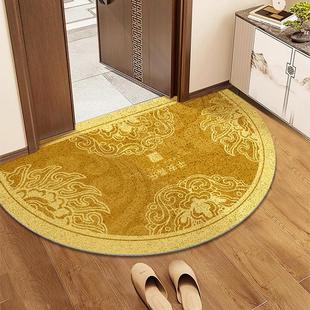 金黄色地垫入户门垫招财进宝高级感丝圈刮泥蹭土半圆形脚垫地毯