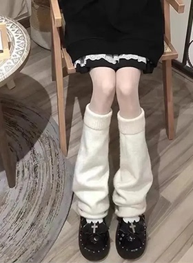 白色千禧袜套针织堆堆袜子女春秋冬款腿套显瘦阔腿喇叭小腿袜护套