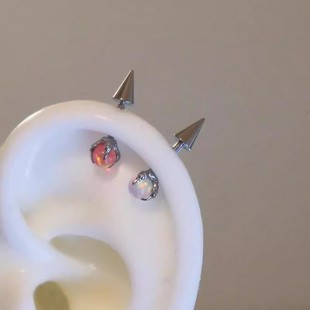 龙爪长尖恶魔角耳骨垂直helix耳钉高位耳轮医用钢养耳洞精致