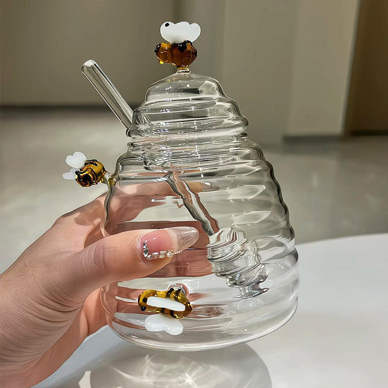 【新家的100个快递】蜂蜜罐加厚玻璃食品级果酱罐储物罐带搅拌棒