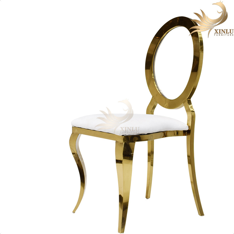 欧洲现代简约餐椅豪华金色饰面不锈钢，用于酒店活动和宴会