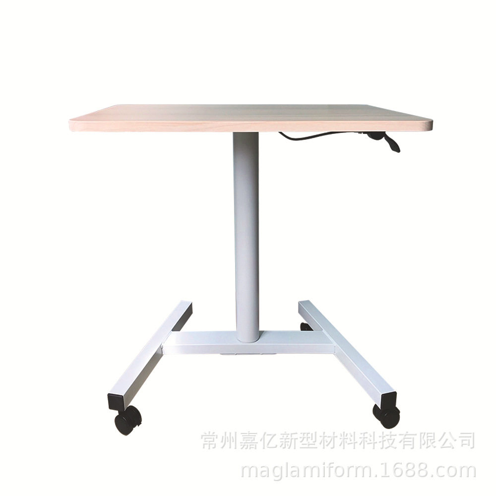 现代简约桌面可开槽可移动气动单柱高度可调节单人咖啡桌