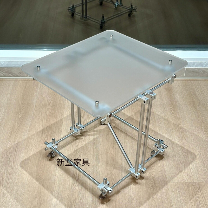 设计师款创意磨砂亚克力茶几光轴不锈钢客厅家用茶桌休闲矮桌子