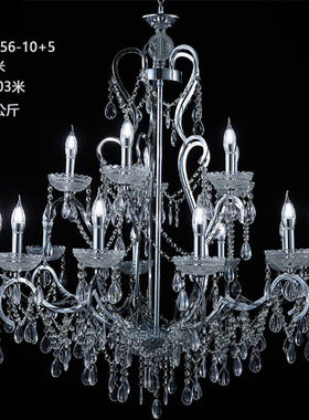 厂家直供新款电镀铁艺水晶吊灯婚礼堂酒店布置装饰灯具造型