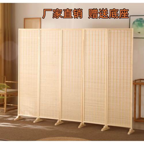 简约屏风隔断客厅新中式折叠移动屏风墙办公室茶室遮挡实木折屏帘