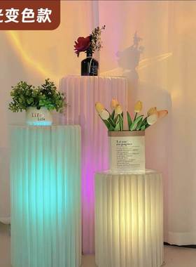 网红房间改造用品发光罗马柱甜品台展示架直播间背景间装饰摆件