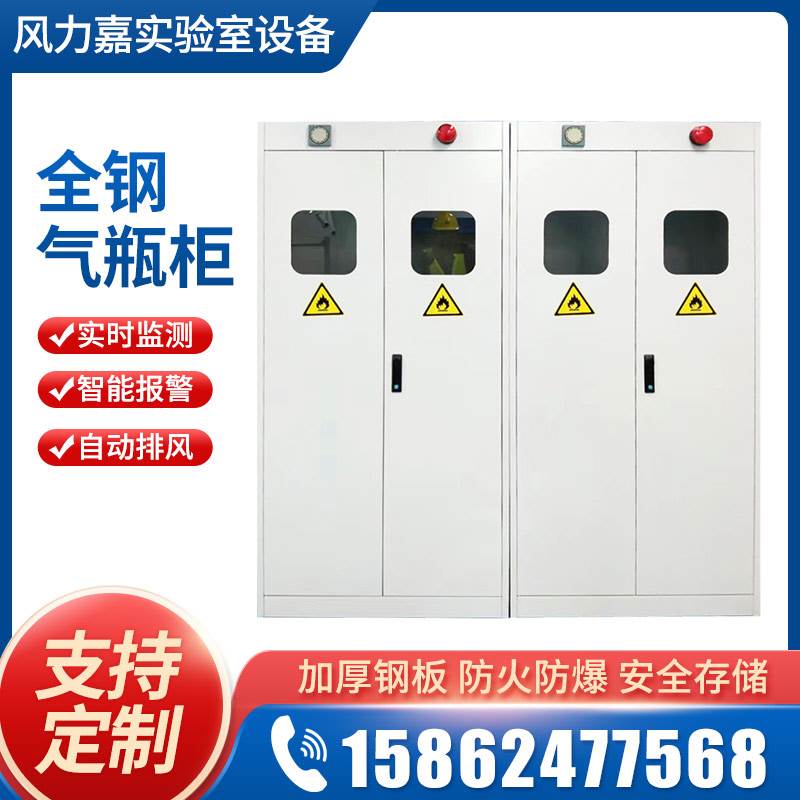 全钢防爆气瓶柜安全柜实验室氧气氩气氮气气体固定架钢瓶储存柜子