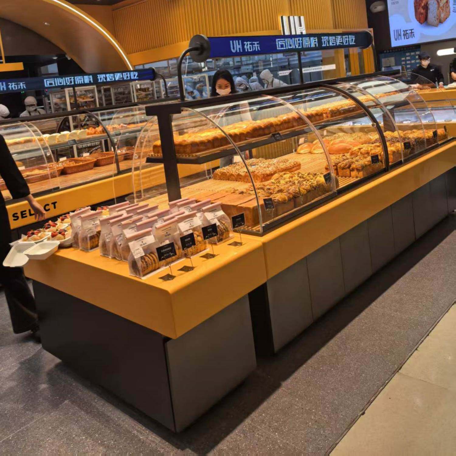 面包店展示柜蛋糕货架糕点中岛柜子模型样品陈列柜烘焙房边柜定制