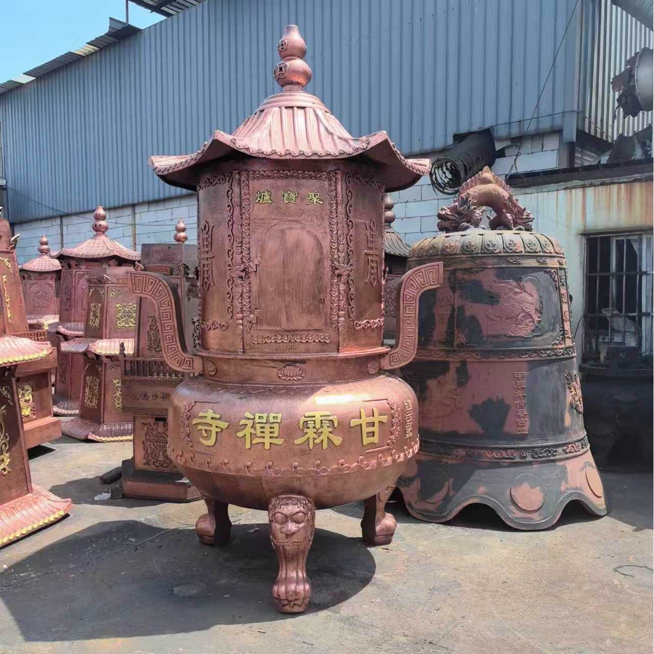 厂家直销铸铁大号焚烧炉室外烧纸焚经桶六角烧纸铜炉大型佛具用品