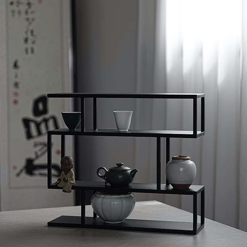 定制铁艺茶棚架放茶杯架置物架家用功夫茶具收纳架多层桌面博展示