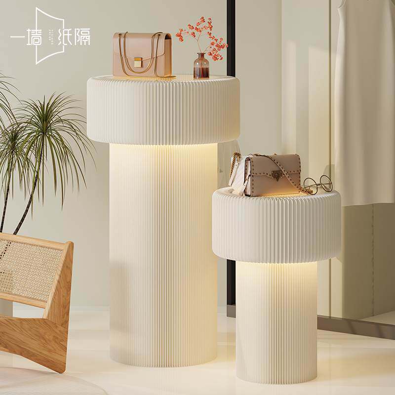 创意圆柱中岛展台展示架T字形陈列架折叠展会服装展品橱窗展示台