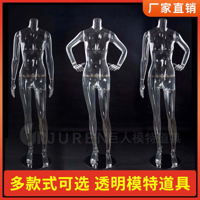 透明模特道具女装拍照镂空展示架男半身背心内衣塑料全身假人婚纱