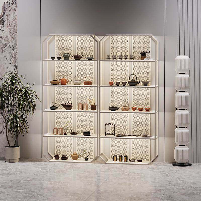 博古架带灯新中式茶柜置物架茶具茶叶礼盒展示柜茶室展示架摆件架