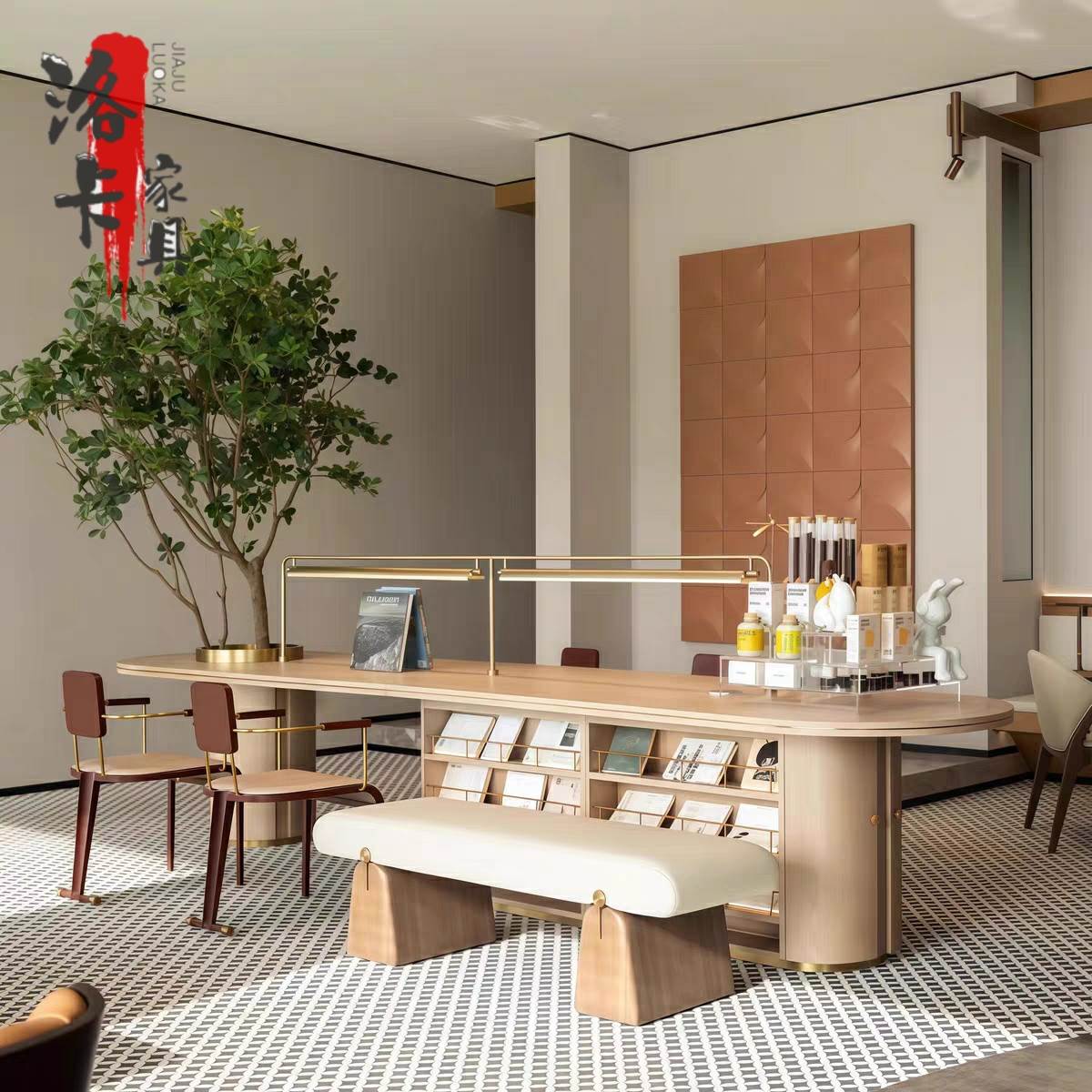 图书馆酒店大堂会客阅读桌椅售楼处架空层会所会议桌洽谈桌书桌椅