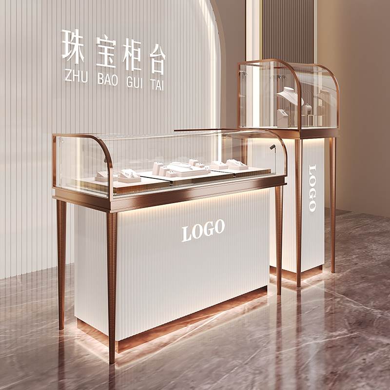不锈钢珠宝展示柜黄金首饰钻石手表玉器古玩眼镜直播道具玻璃柜台