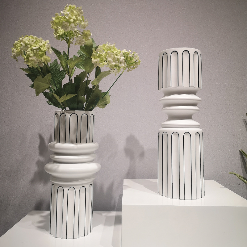 样板房间软装家居饰品摆件餐桌玄关台家具店摆设艺术花器花瓶插花