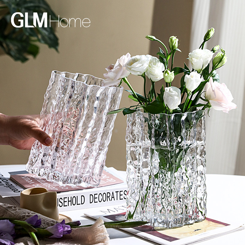 轻奢创意透明褶皱玻璃花瓶高级感家居客厅茶几餐桌水培鲜花插花瓶,橡塑材料及制品,其他塑料制品,淘宝优惠券,粉丝福利购,淘宝优惠卷