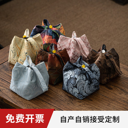 手工织锦杯袋加厚防摔 单个主人杯布袋日式收纳袋茶杯旅行包