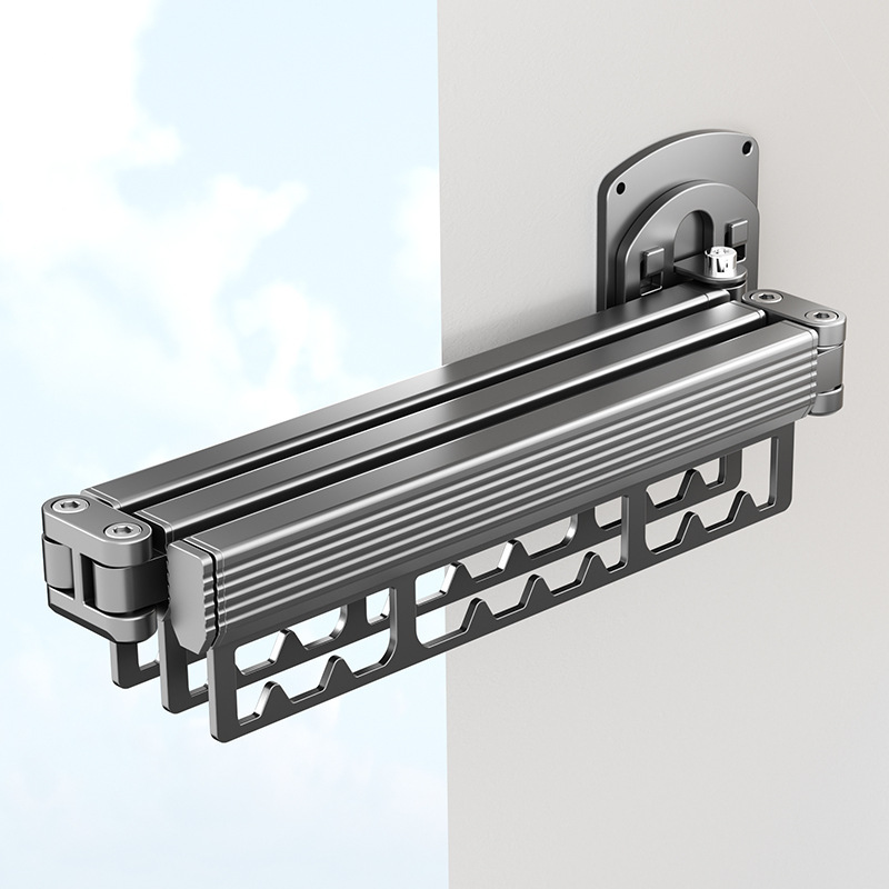 隐形折叠晾衣架阳台晒被室内外家用免打孔收伸缩晾衣架晒衣杆