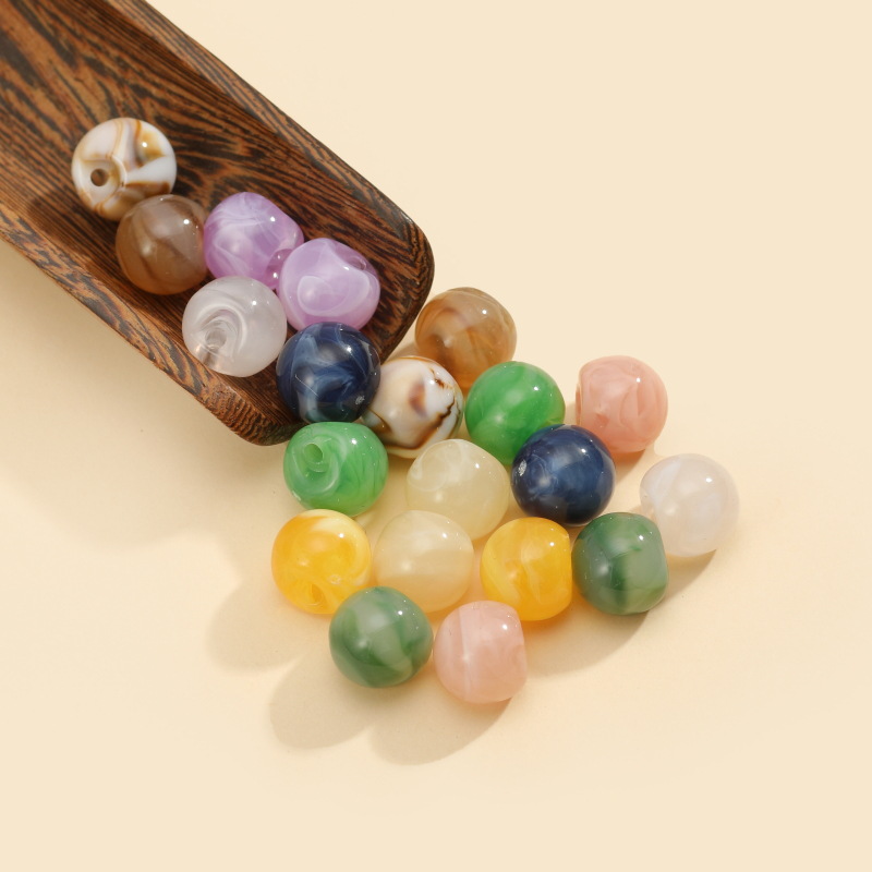 旗袍盘扣扣子中式双色珠光扣偏孔仿玉石圆形珠子唐装汉服装饰扣子