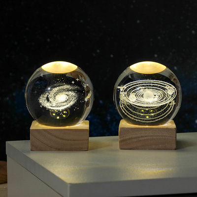 3D内雕水晶球发光小夜灯家居礼品桌面装饰摆件送同学朋友