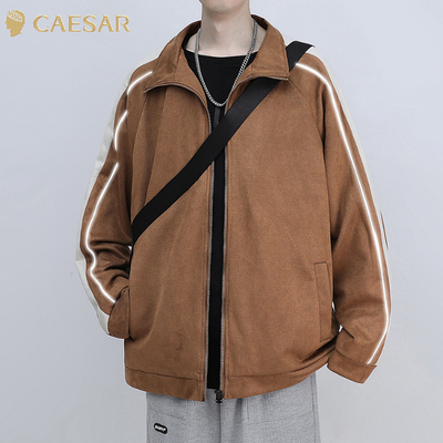 凯撒大帝2025秋季男士休闲时尚百搭连帽纯色长袖中青年上衣外套J