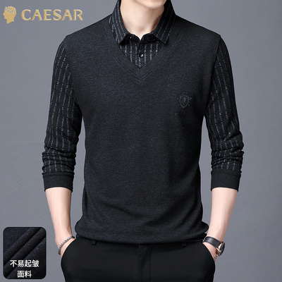 不变形休闲长袖POLO衫凯撒大帝