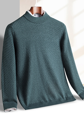 凯撒大帝2025年秋季新款纯色圆领休闲时尚百搭长袖中老年针织衫男