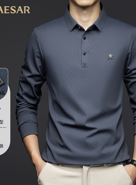 凯撒大帝2025年秋季新款男士中年翻领商务时尚百搭爸爸POIO衫J
