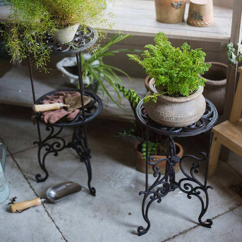 单双层铸铁花架花盆架置物架古典花纹装饰摆件杂货花园户外庭院