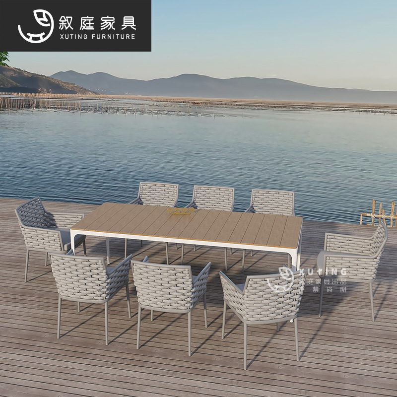 户外家具餐桌椅组合休闲单人座酒店咖啡厅庭院室外露台花园编藤椅