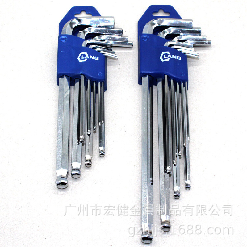 镜面球头铬钒钢内六角扳手九件套 L型六角匙 优质六角螺丝刀