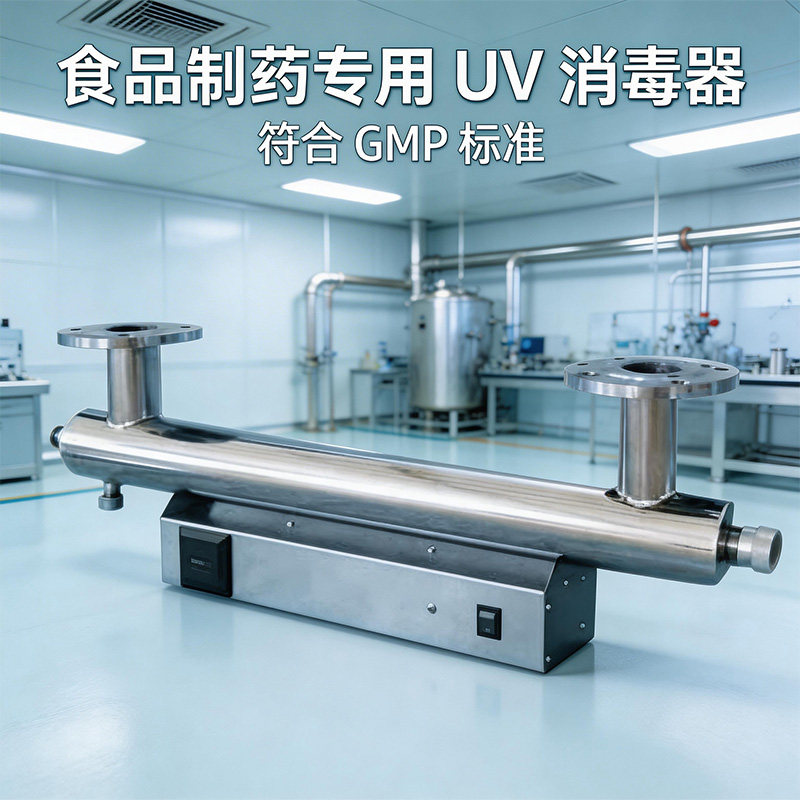 食品制药用水中压紫外线消毒器管道式过流式 UV 杀菌设备