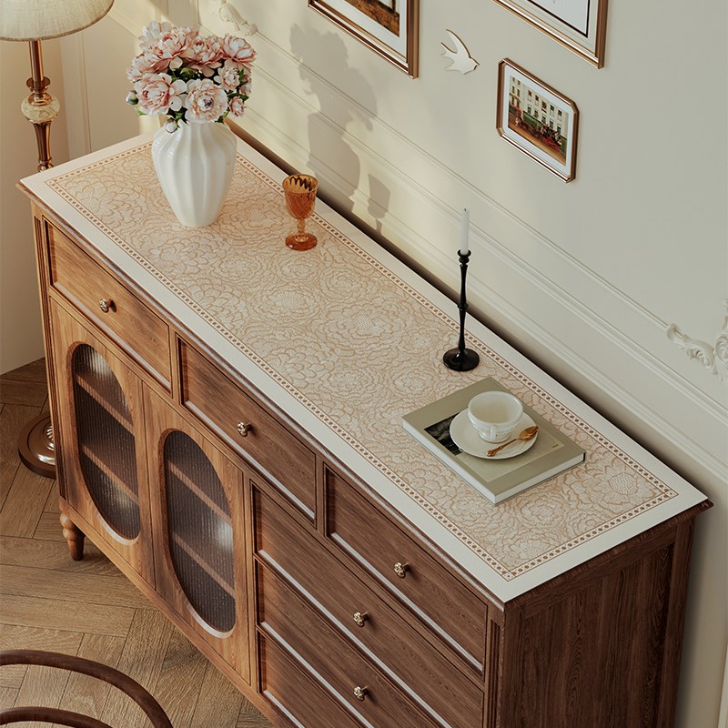 蕾雅法式轻奢皮革边柜垫电视柜化妆防水梳妆台防尘垫长条装饰定制