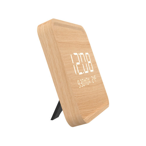 家居木制挂钟创意时尚装饰闹钟静音电子钟客厅挂钟LED钟表两用