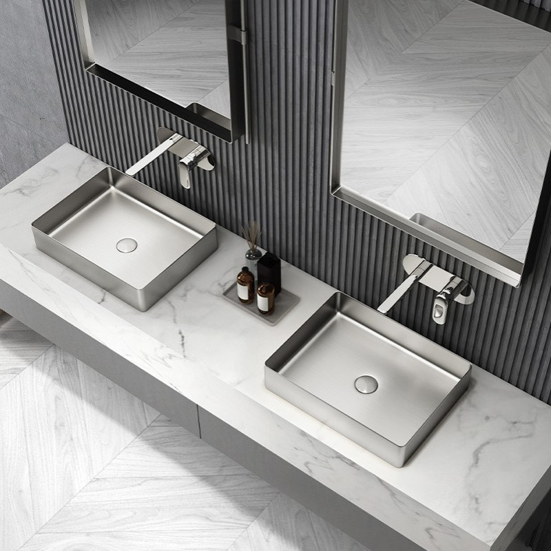 壮钢 304不锈钢台上盆轻奢风洗手盆单盆酒吧KTV洗脸池面盆