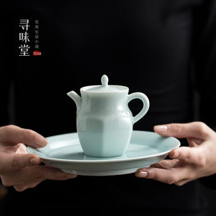 手工白瓷觅白粉青影青球孔家用功夫小茶壶茶具 玉泥骨瓷来集壶
