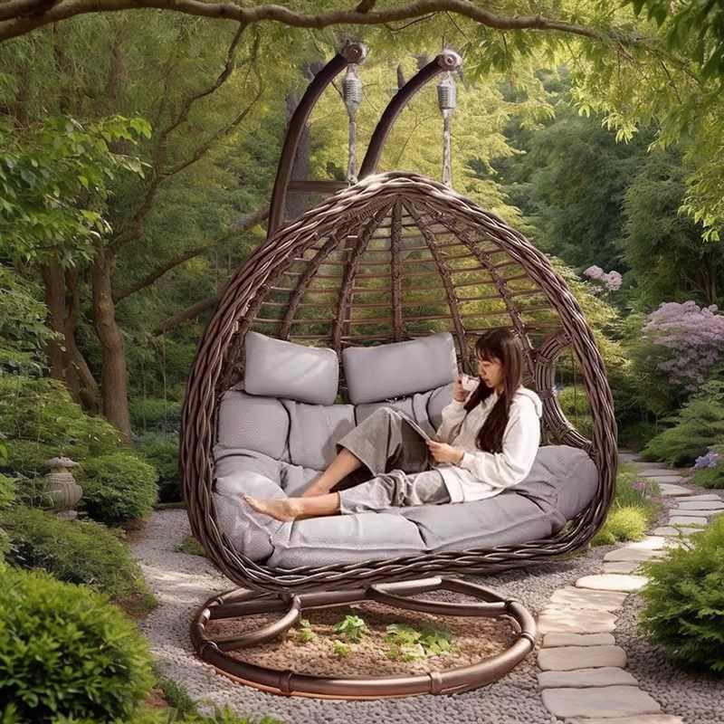 德国吊椅摇篮吊篮椅子室内秋千懒人家用阳台吊床卧室网红鸟巢藤椅