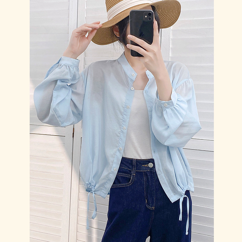 七禾页 2025春夏 莱赛尔天丝亚麻立领衬衫 宽松休闲防晒开衫衬衣