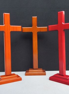 实木十字架摆件 木质o工艺品客厅 桌摆装饰 时尚家人礼品 简约家