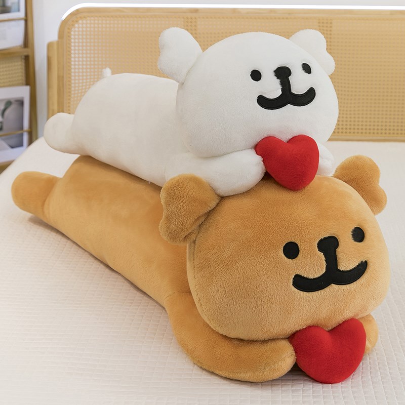 可爱线条小狗g毛绒玩具趴款爱心狗狗玩偶长条睡觉抱枕公仔礼物娃