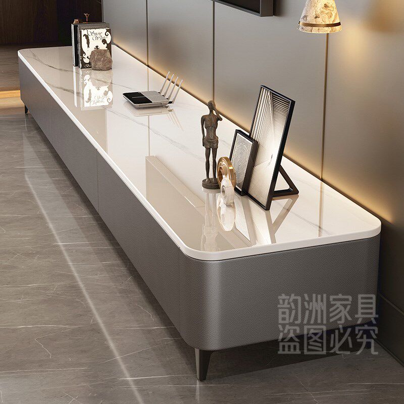 岩板电视柜客厅家用2024新款落地收纳储物M柜一体茶几组合电视机