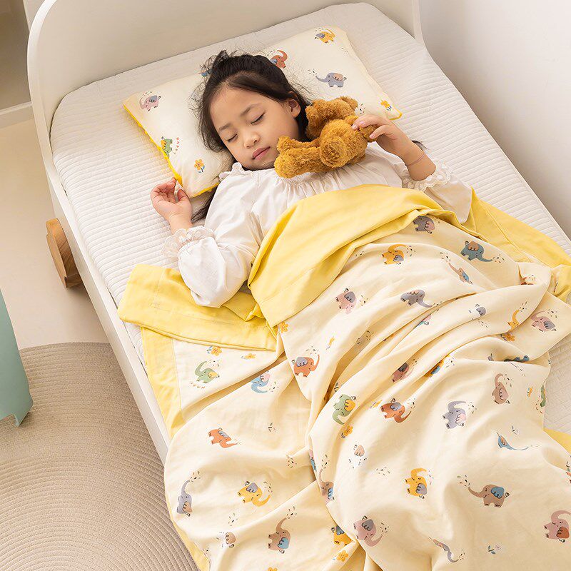 儿童夏凉被全棉纯棉双层纱空调被幼儿园宝宝婴Q儿午睡小被子可机