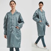 网格防静电大褂防尘服长款 无尘工L作服蓝色白色车间电子 男女长袖