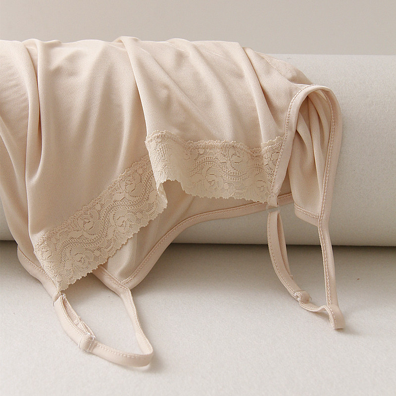 桑蚕丝吊带打底裙衬裙针织真丝睡C裙中长蕾丝连衣裙内搭背心裙子